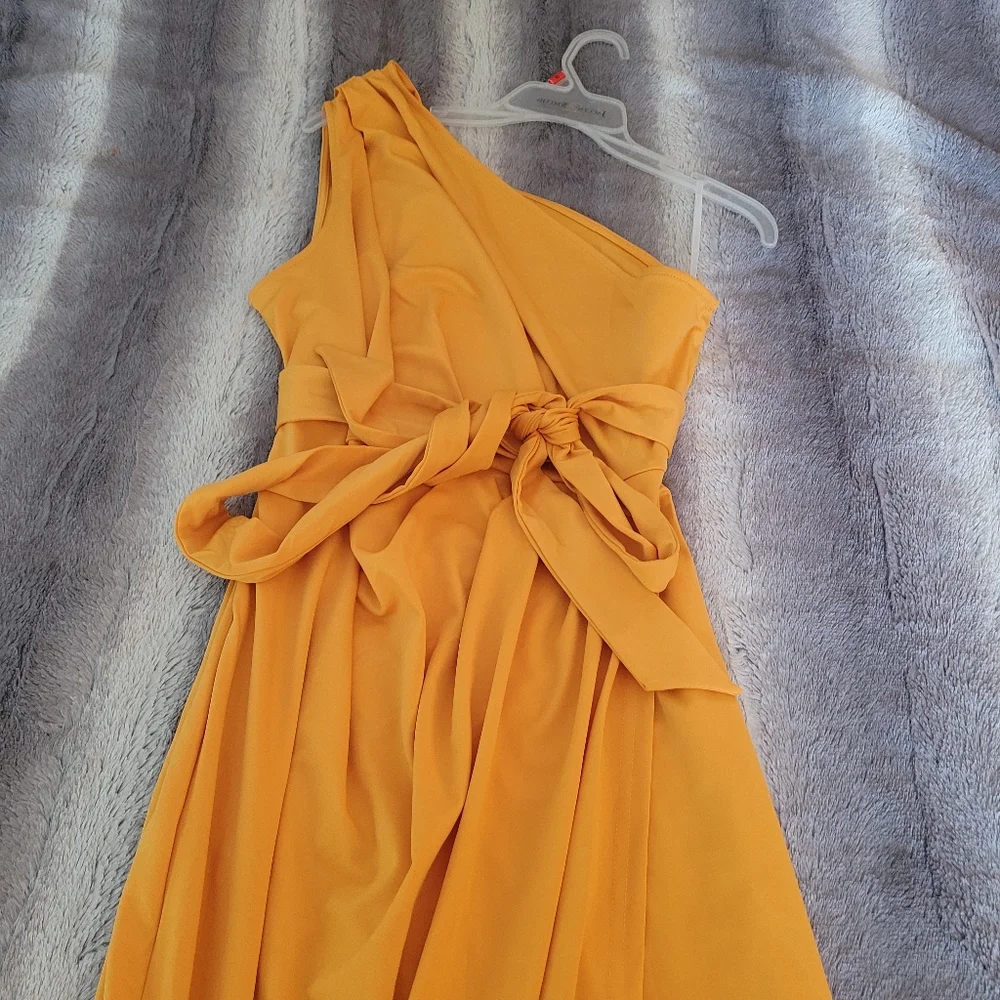 One Shoulder Ruched Faux wrap dress size 0x NWOT